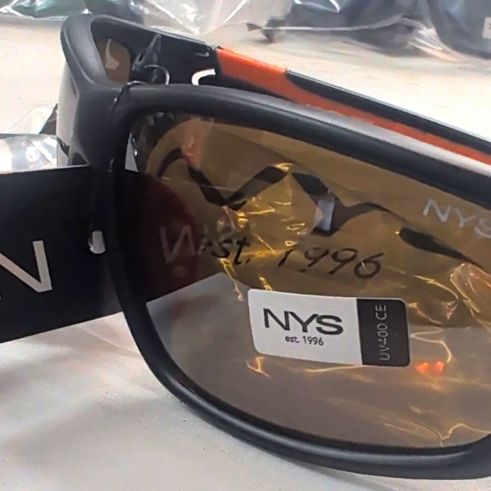 NYS Collection 6078 Sport Wraparound Sunglasses Black Orange Smoke